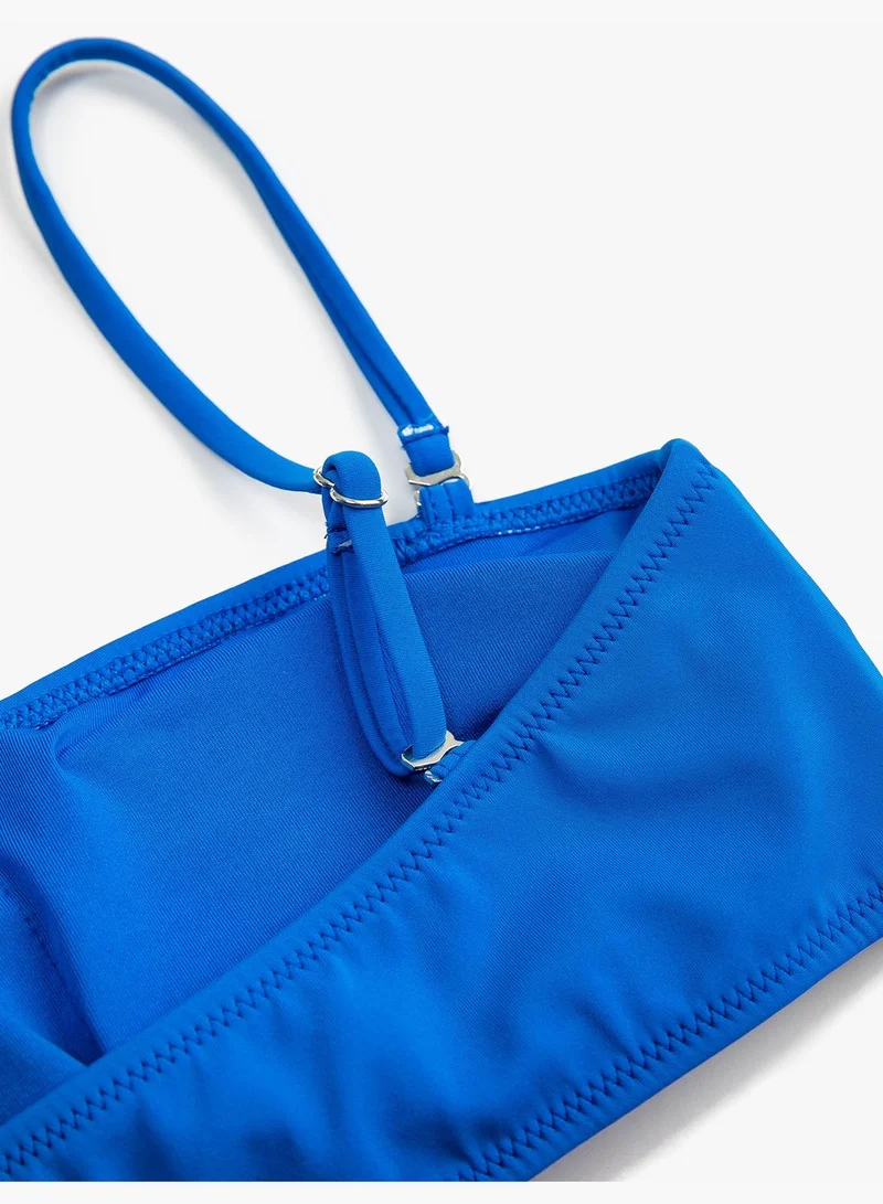 KOTON Strapless Bikini Top Padded Removable Spaghetti Strappy
