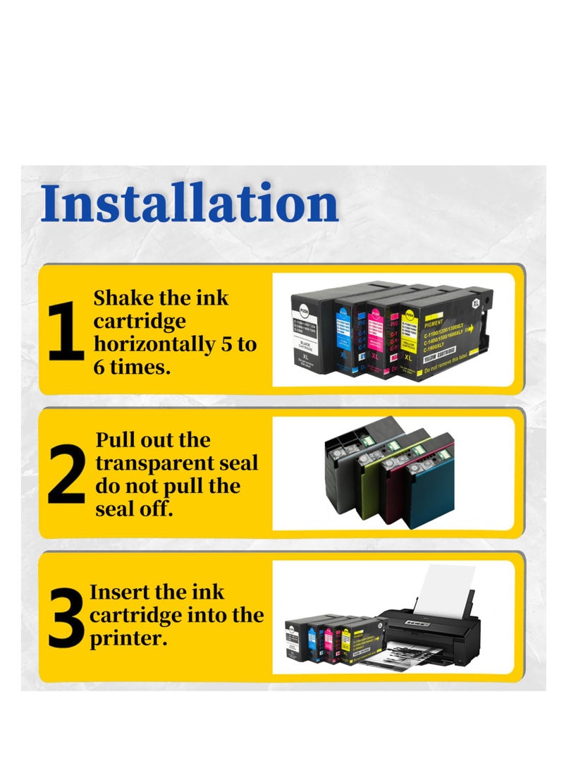 Generic - 1400XL Compatible Canon Ink Cartridges (SET) for Canon PGI-1400XL PGI-1400 Ink Cartridges Compatible with Canon Maxify MB2040 MB2340 MB2140 MB2740 Printers ( Black, Cyan, Magenta, Yellow ) - Image 1