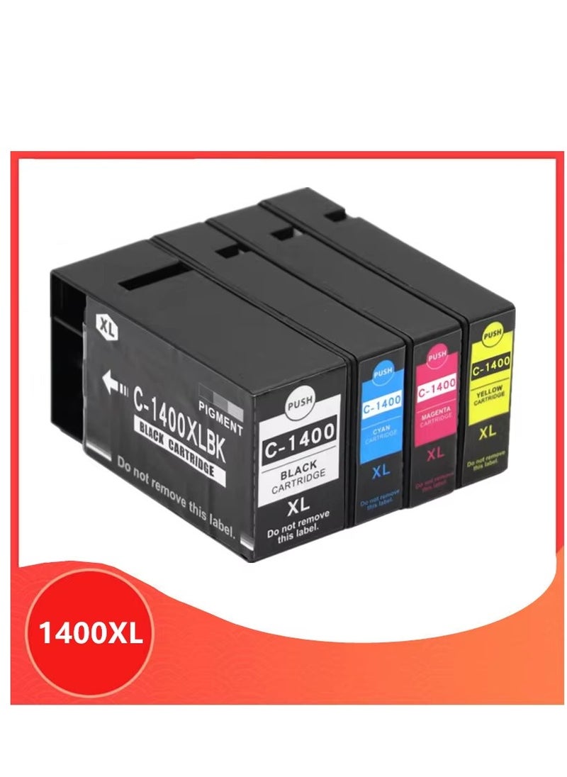 Generic - 1400XL Compatible Canon Ink Cartridges (SET) for Canon PGI-1400XL PGI-1400 Ink Cartridges Compatible with Canon Maxify MB2040 MB2340 MB2140 MB2740 Printers ( Black, Cyan, Magenta, Yellow ) - Image 1