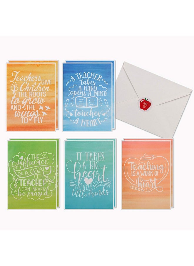 VNS Creations - Thank You Cards For Teachers 10 Pack With Envelopes Watercolor Designs Blank Inside 3.5 X 5.5 In - Image 1