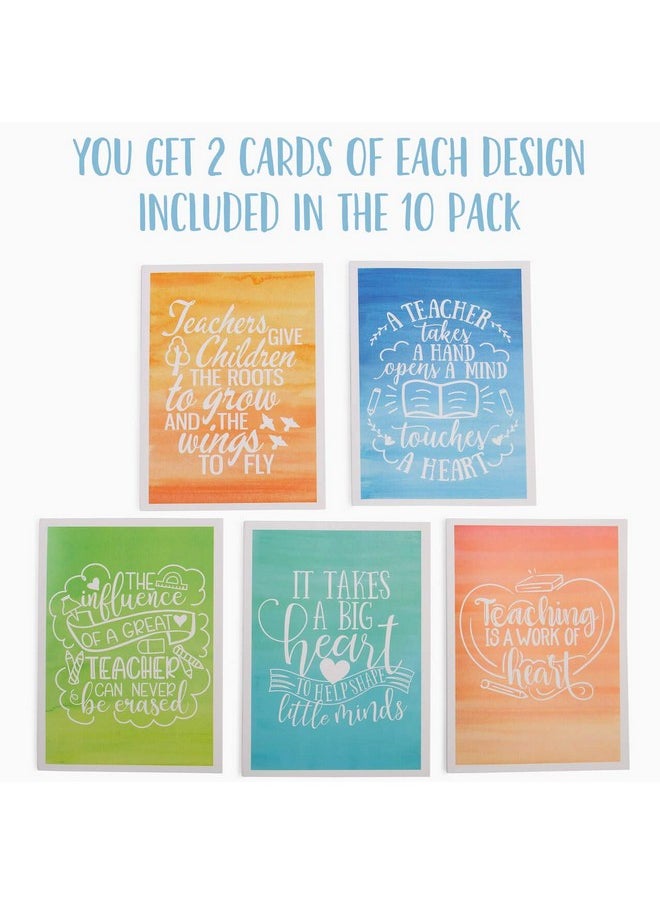 VNS Creations - Thank You Cards For Teachers 10 Pack With Envelopes Watercolor Designs Blank Inside 3.5 X 5.5 In - Image 1