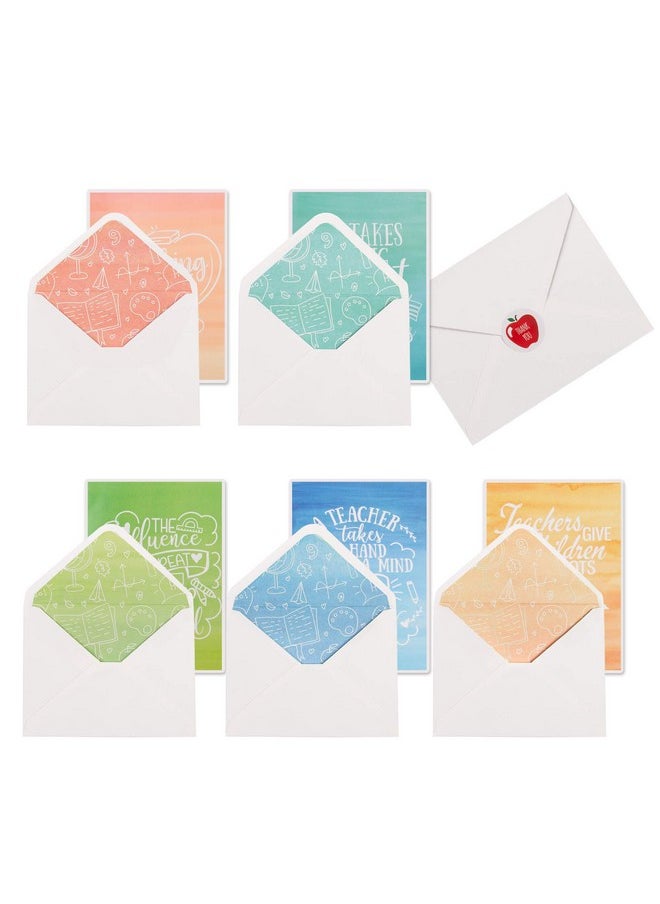 VNS Creations - Thank You Cards For Teachers 10 Pack With Envelopes Watercolor Designs Blank Inside 3.5 X 5.5 In - Image 1