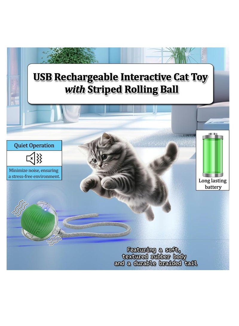 NNC PETS Cat toy with USB rechargeable, Durable Plastic, Long tail, & 3 modes, 37cm Interactive toy ball with LED light, Indoor cat entertainment, Safe cat material with Scratch & Fall resistant, (Green) - Image 4