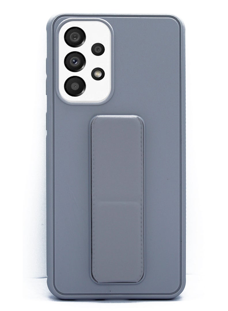 Compatible with Samsung Galaxy A33 Case with Magnetic Stand & Holder, Premium Silicone Finger Grip Strap Holder Case Car Mount Kickstand Cover- Grey