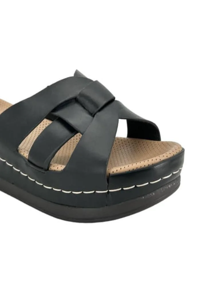 M & M M&M Women's Black Criss-Cross Strap Casual Slippers
