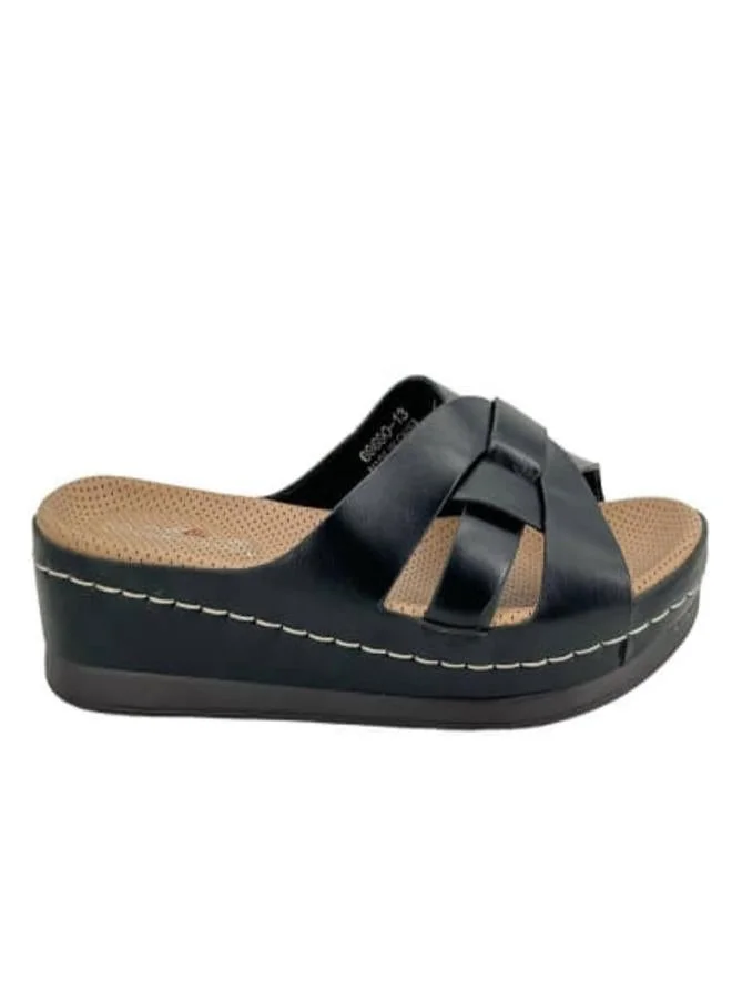 M & M M&M Women's Black Criss-Cross Strap Casual Slippers