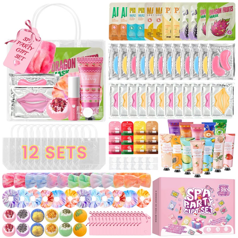 CHANGARLOAD 136 PCS Party Favors Bags for Eye Mask Lip Balm Hand Cream & Face Mask Skincare, Foot Spa Bath Bomb & Headband, Bachelorette Party, Retirement Graduation, Friendship, Sister & Birthday Gifts for Women - Image 1
