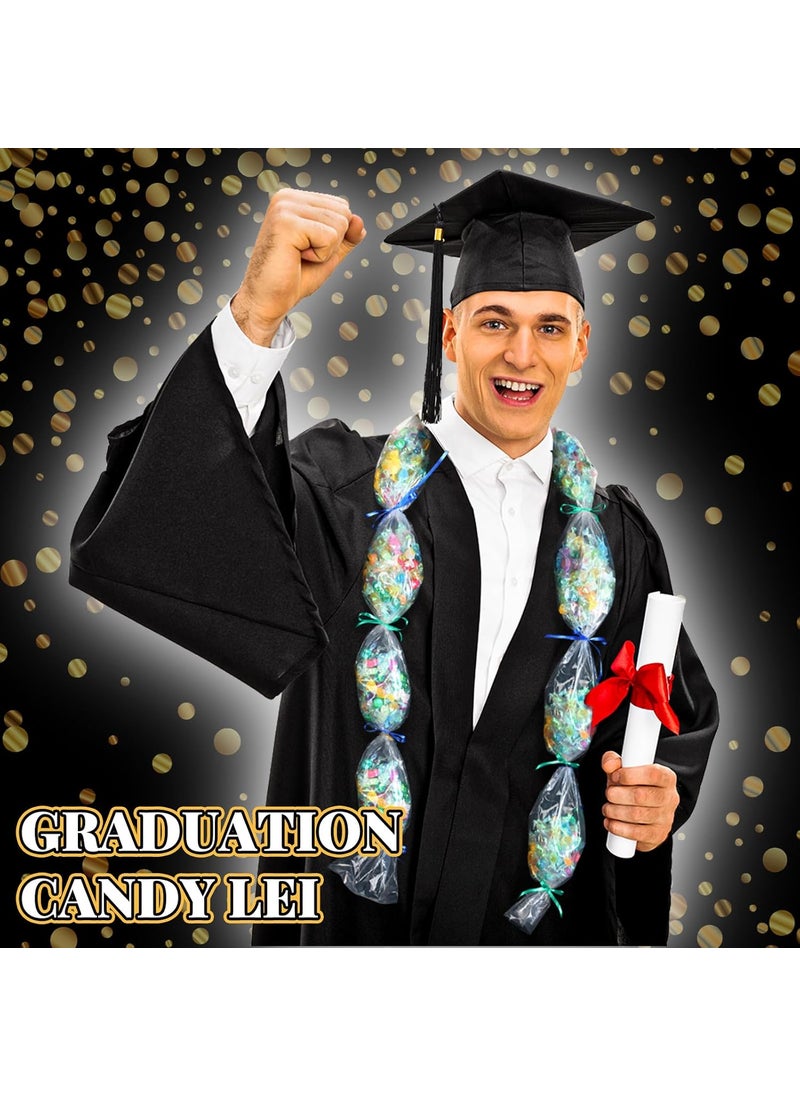 Teling Teling 12 Pcs Graduation Candy Lei Tubing Making Kit Include Lei Bags 59 x 48 Poly Tubing Gift Ribbon Present for Graduation Party Favor Wrapping DIY Hawaii Tropical Summer  - Image 2