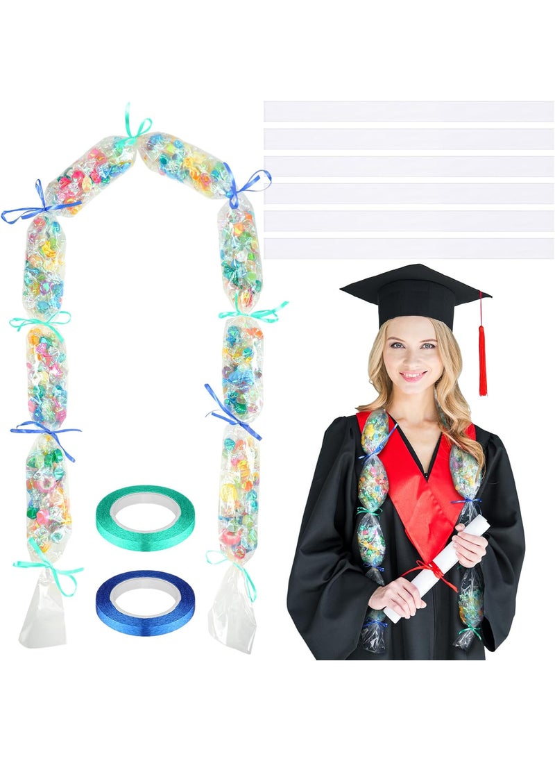Teling Teling 12 Pcs Graduation Candy Lei Tubing Making Kit Include Lei Bags 59 x 48 Poly Tubing Gift Ribbon Present for Graduation Party Favor Wrapping DIY Hawaii Tropical Summer  - Image 1