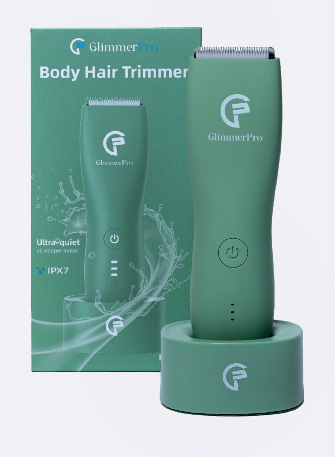 GlimmerPro Body Hair Trimmer, Powerful Low Noise Washable Design With Charging Base Safe For Sensitive Areas - Image 1