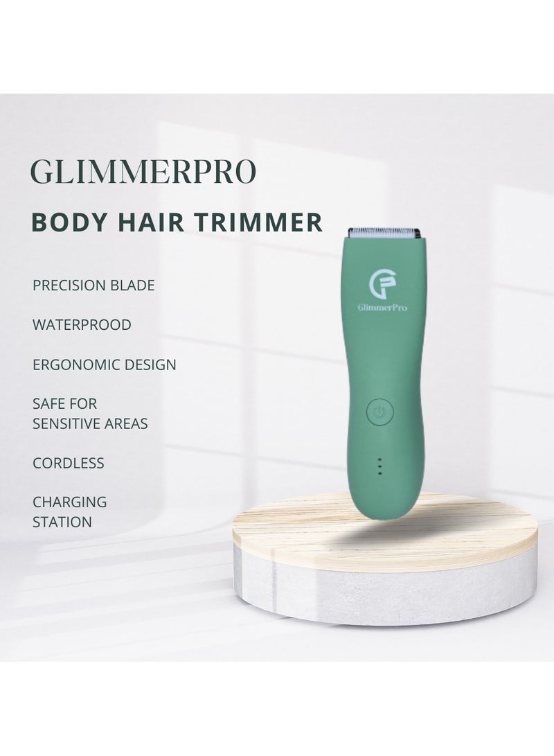 GlimmerPro Body Hair Trimmer, Powerful Low Noise Washable Design With Charging Base Safe For Sensitive Areas - Image 2