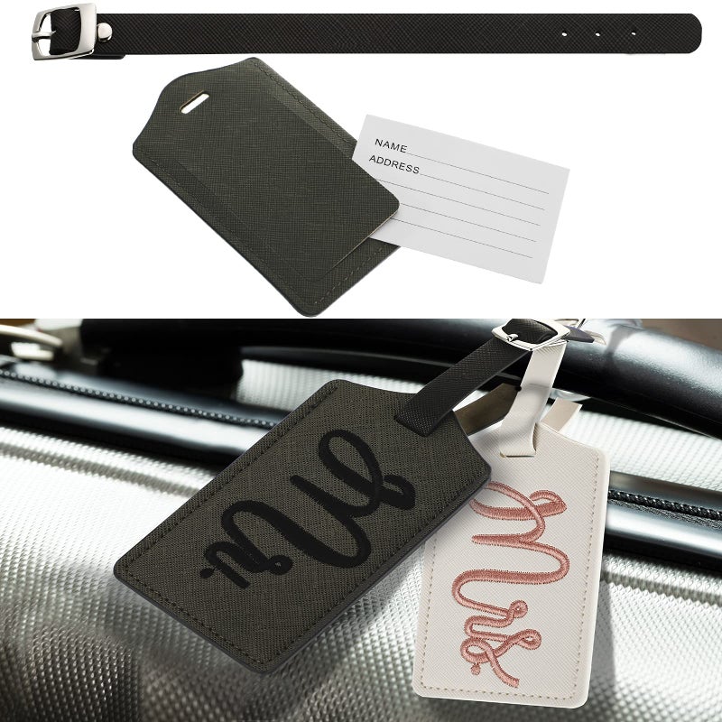 Geiserailie 2 Pieces Mr and Mrs Luggage Tags Bridal Luggage Tags Wedding Luggage Tag with Honeymoon Sand Keepsake Jar Glass Bottle with Cork for Honeymoon Gifts Bridal Shower (Adorable Patterns)  - Image 5