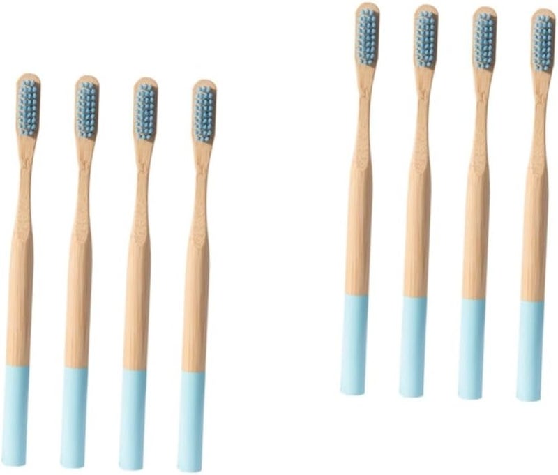 فرشاة أسنان نوليتوي القابلة للتحلل من الخيزران، 8 قطع، شعيرات ناعمة جدًا مزدوجة الجوانب، للكبار، للسفر والمنزل - Image 1