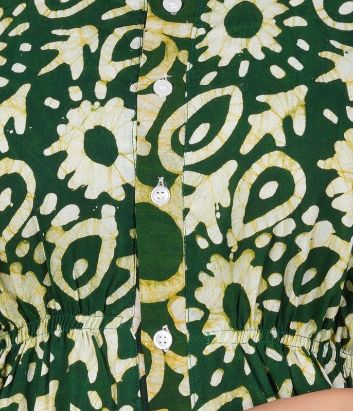 MENMAII Women's Full Open| Front Buttoned Multipurpose Kaftans for Pregnancy/Elderly/Patient/Feeding Purposes|Full Length[Green Batik] - Image 5