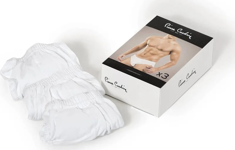 pierre cardin Men's 3-Box Briefs White