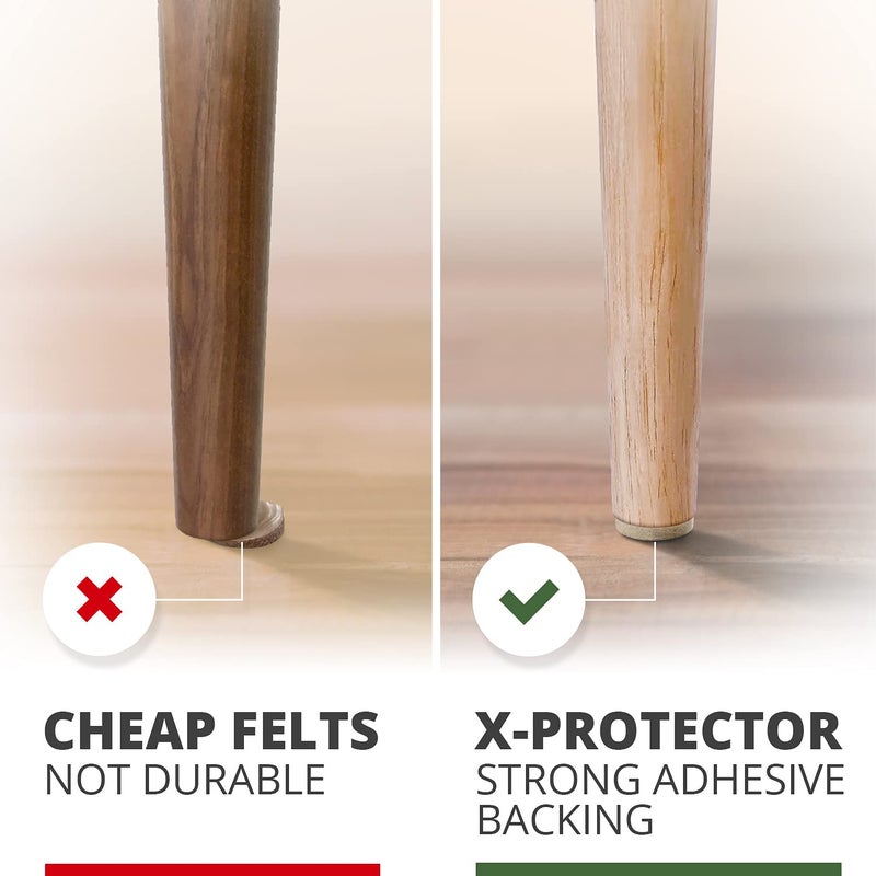 X-Protector Best Felt Furniture Pads X-PROTECTOR - 48 Premium Chair Felt Pads Floor Protector for Furniture Feet Wood Hardwood Floors - Protect Your Hard Floors! (Beige) - Image 3