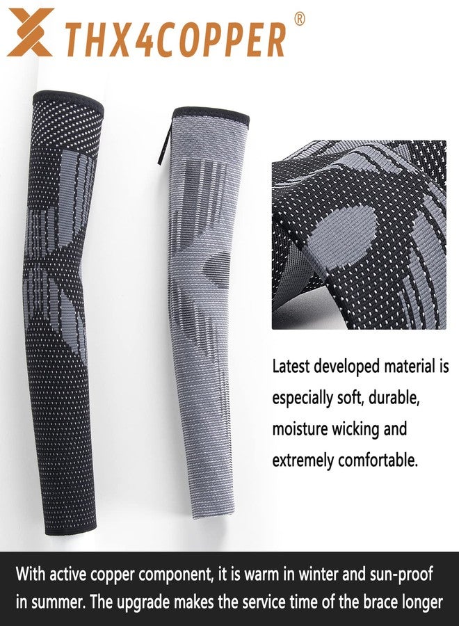 Thx4COPPER Arm Compression Sleeve (2 Pack)– Elastic Compression Arm Brace for Tendonitis, Golf, Tennis Elbow, Fitness, Pain Relief- Aid in Recovery for Women and Men- Supportive Comfortable Breathable - Image 4
