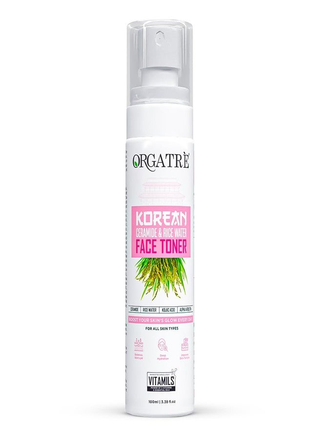 Orgatre Korean Ceramide & Rice Water Moisturizing Face Mist & Toner For Glowing Skin | Open pores Tightening | Men & Women 100ml - Image 1