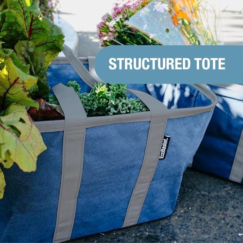 CleverMade EcoBasket Reusable Grocery Tote - 30L - Pack of 1 - Blue Gray - Collapsible Storage Shopping Organizer - Heavy Duty Utility Bag Home - Image 4