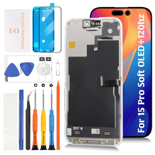 Olivechard Soft OLED for iPhone 15 Pro 120Hz PromotionProximity Sensor Cable 3D Touch Screen Replacement 61 inch Display Assembly Touch Digitizer A3102 A2848 A3101 A3104 with Repair Tools - Image 1