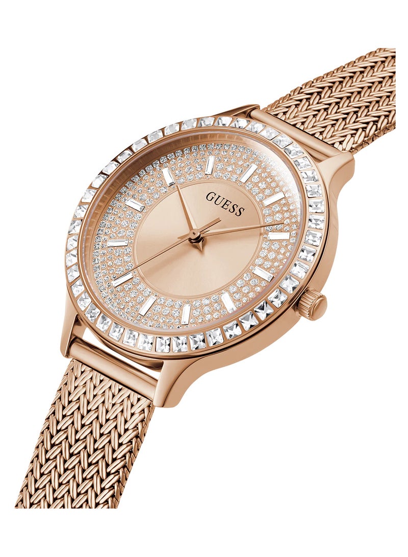 GUESS ساعة جيس النسائية ذات هيكل ذهبي اللون كوارتز GW0402L3 - Image 3