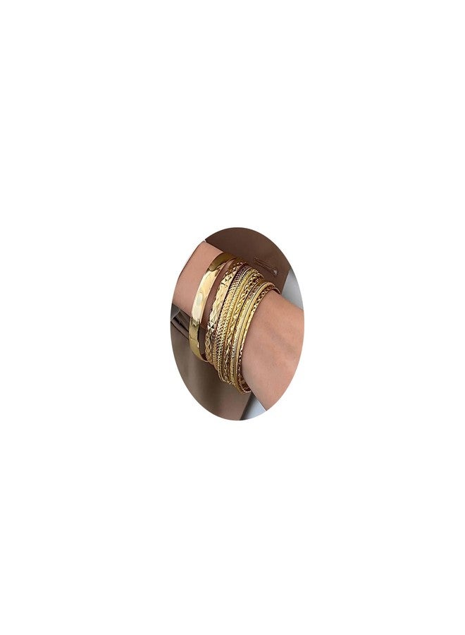 IFKM Gold Bracelets for Women, 14K Gold Plated Dainty Layered Chain Bracelets Adjustable Cute Bangle Link Bracelet Set, View size drawing, Alloy Steel, zircon gemstone - Image 1