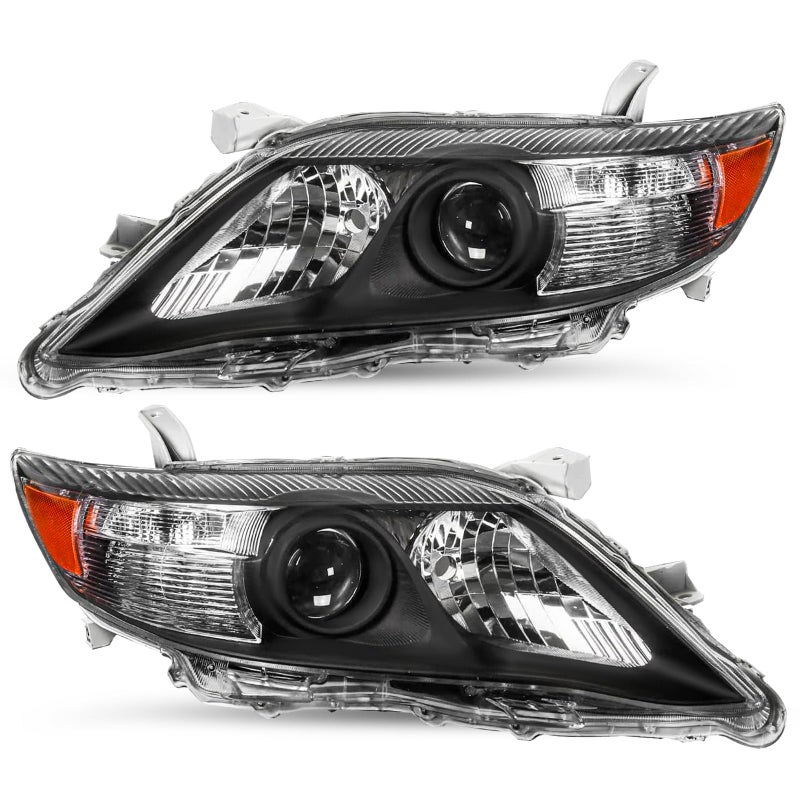 JSBOYAT Headlight Assembly Replacement for 20102011 Toyota Camry SELEXLEHybridBase Projector Headlamp US Built Model Driver and Passenger Side Black Housing with Amber Reflector