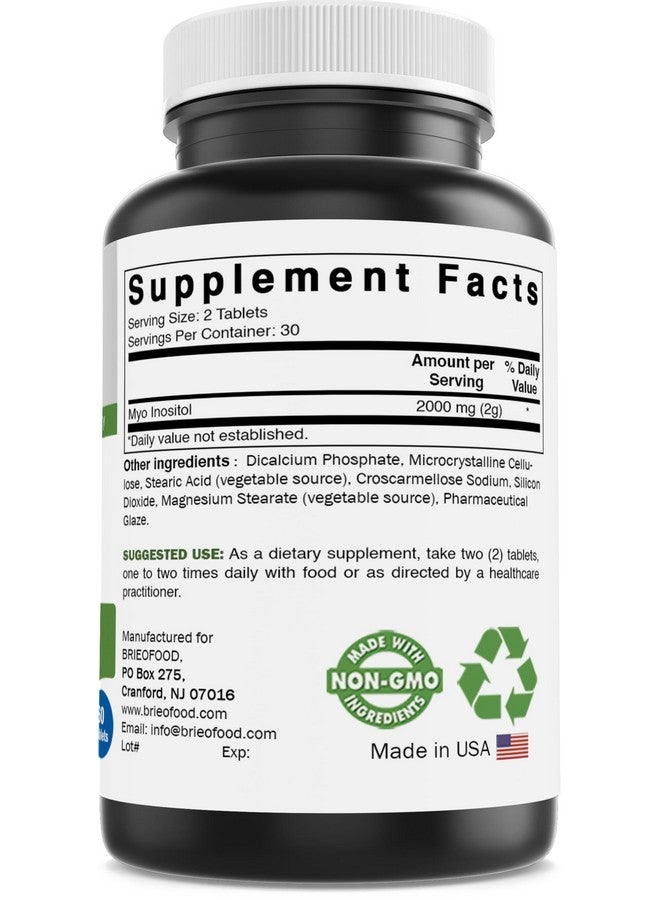 Brieofood Myo Inositol 2000 mg per Serving - 60 Tablets - 3rd Party Lab Tested - Image 3