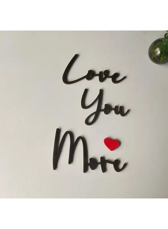 Golden Wooden Wall Art Love You More Red Heart Rustic Home Decor for Living Room or Bedroom - Image 2