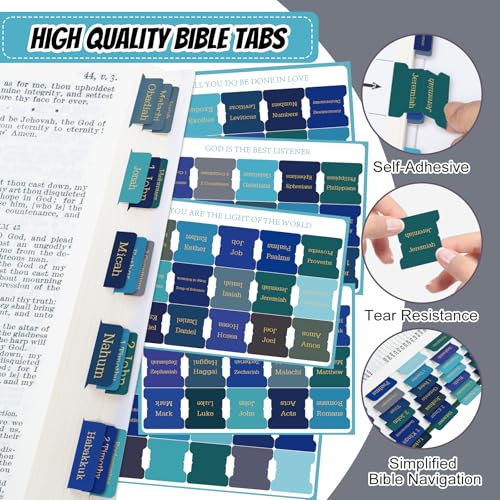 Reaeon Bible Tabs, 75 Tabs, Laminated Bible Index Tabs for Women and Men, Bible Book Tabs for Easy Navigation, Large Print Easy to Read(Gold Foil Blue) - Image 4