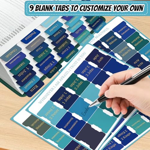 Reaeon Bible Tabs, 75 Tabs, Laminated Bible Index Tabs for Women and Men, Bible Book Tabs for Easy Navigation, Large Print Easy to Read(Gold Foil Blue) - Image 3
