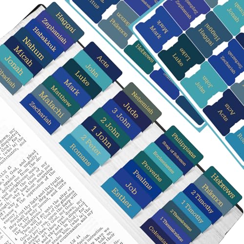 Reaeon Bible Tabs, 75 Tabs, Laminated Bible Index Tabs for Women and Men, Bible Book Tabs for Easy Navigation, Large Print Easy to Read(Gold Foil Blue) - Image 1