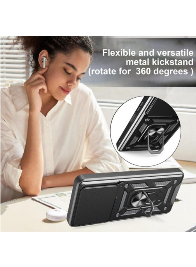 for Infinix Note 40X 5G Case Cover, Slide Camera Lens Cover, Magnetic Ring Holder Kickstand Protective Phone Case for Infinix Note 40X 5G, Black  - Image 3