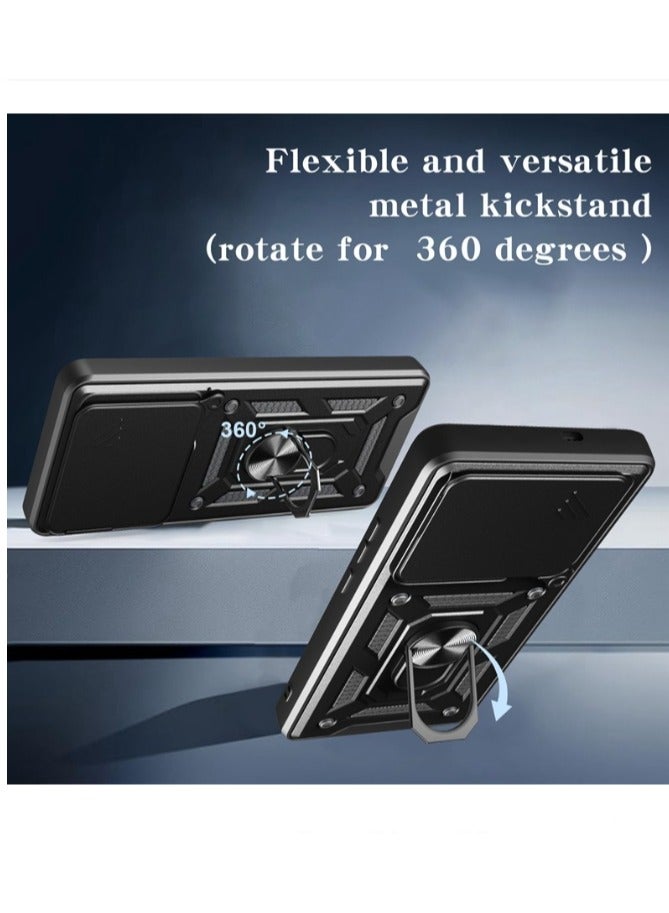 for Infinix Note 40X 5G Case Cover, Slide Camera Lens Cover, Magnetic Ring Holder Kickstand Protective Phone Case for Infinix Note 40X 5G, Black  - Image 4