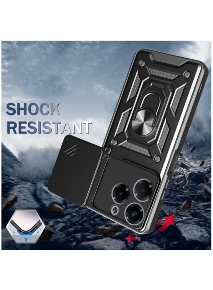 for Infinix Note 40X 5G Case Cover, Slide Camera Lens Cover, Magnetic Ring Holder Kickstand Protective Phone Case for Infinix Note 40X 5G, Black  - Image 5