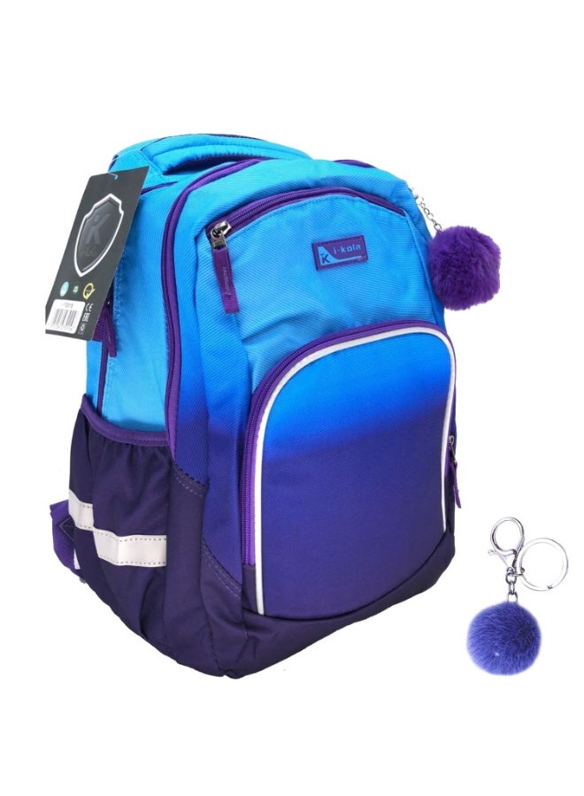 i-kola Blue/Light Blue 18" School Bag | School Backpack For Teenagers | 3 Compartments | PVC Material | School Bags | Backpack For School | School Bag For Boys | School Bag For Girls (I-70015 18BP) - Image 1