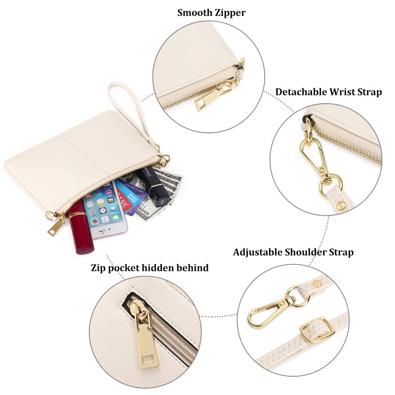 SENDEFN Leather Wristlet Clutch Small Women Crossbody Shoulder Bag Wallet Purses RIFD Card Slots - Image 5
