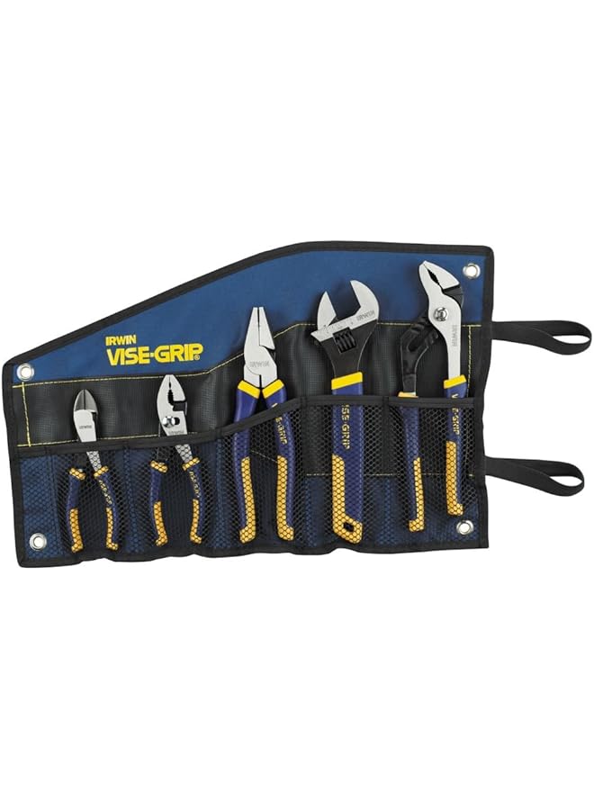 IRWIN Vise Grip Pliers Set With Tool Wrap 5 Piece 2078708 Blue