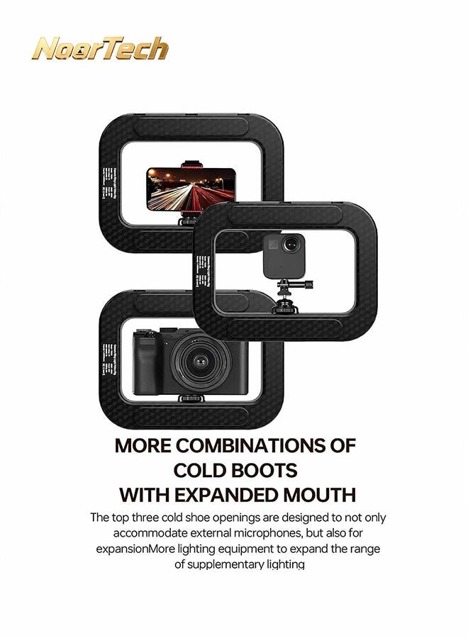 NoorTech Video Rig with Ring Light – Handheld Stabilizer for Multi-Platform Content Creation, Long-Lasting Power with Built-In 8000mAh Battery, Adjustable Ring Light for Makeup, Outdoor & Live Streaming - Image 2