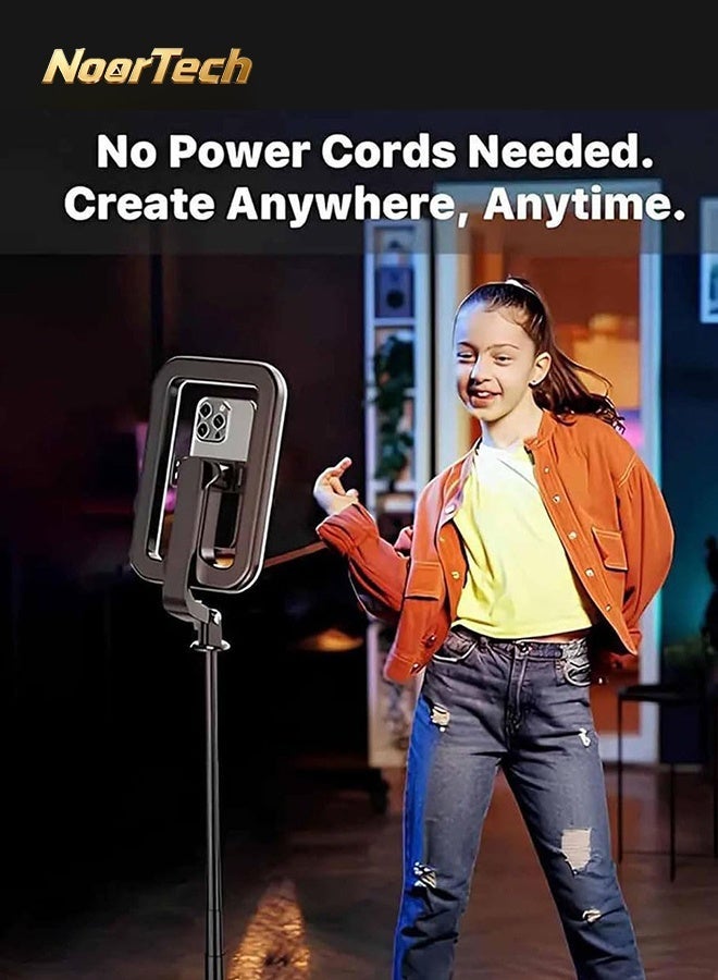 NoorTech Video Rig with Ring Light – Handheld Stabilizer for Multi-Platform Content Creation, Long-Lasting Power with Built-In 8000mAh Battery, Adjustable Ring Light for Makeup, Outdoor & Live Streaming - Image 5