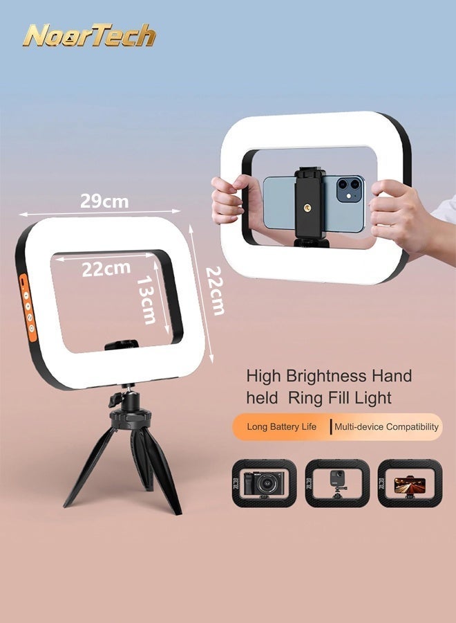 NoorTech Video Rig with Ring Light – Handheld Stabilizer for Multi-Platform Content Creation, Long-Lasting Power with Built-In 8000mAh Battery, Adjustable Ring Light for Makeup, Outdoor & Live Streaming - Image 1