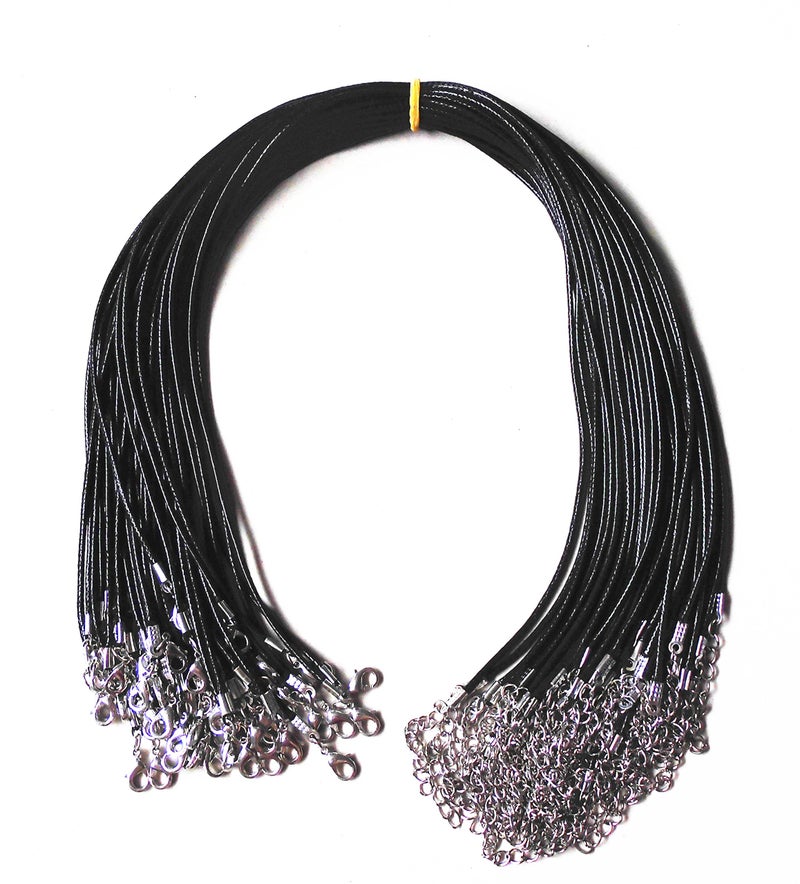 Glory Qin 10pcs Black Leather Necklace Cord Chain 1.5mm 2" Extension Chain (24 Inches) - Image 3