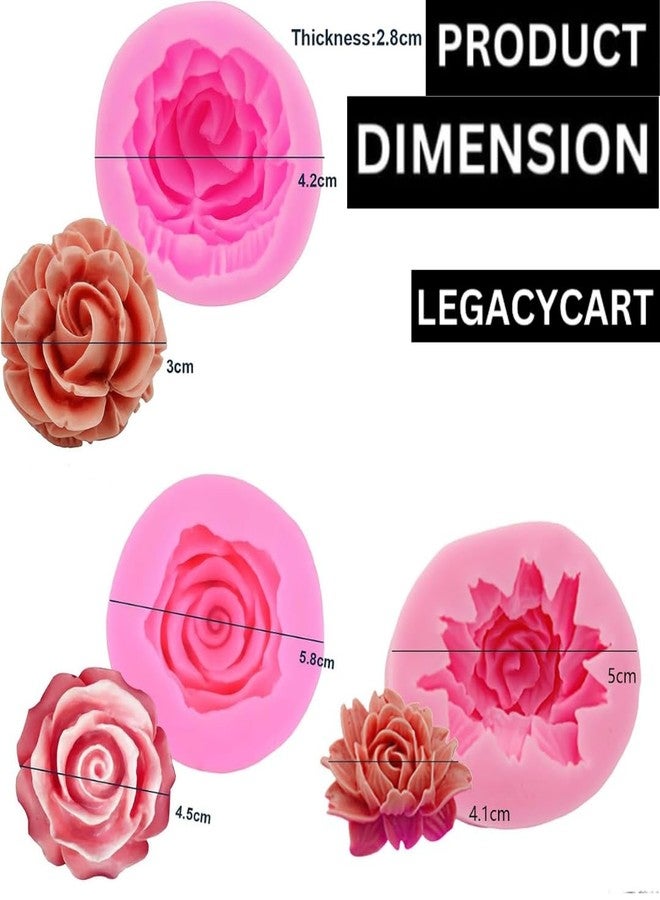 LEGACYCART Silicone Flower Molds Rose Daisy Sunflower Fondant Chocolate Moulds for Baking DIY Candy Cake Decoration Cupcake Topper Gumpaste Polymer Clay Crafting Projects Candle Wax Melts (Pack of 3) - Image 2