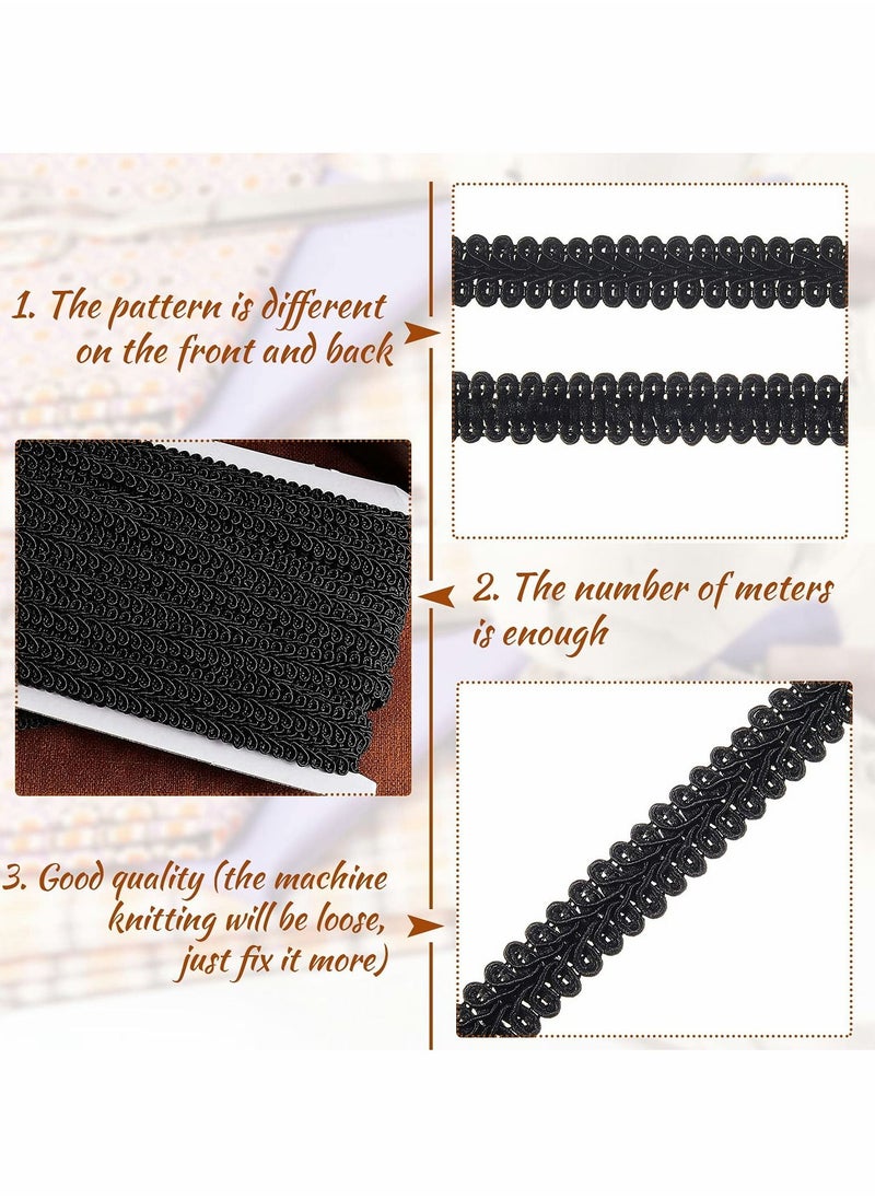 Y&D - Gimp Braid Trim Yard Polyester Woven Upholstery Decorative for Costume DIY Crafts Sewing Curtain Slipcover 1/2 Inch 20 (Black) - Image 1