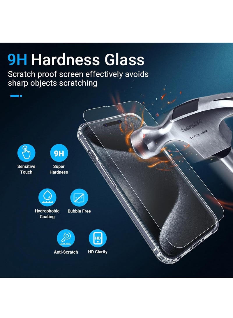 DUSALA [5 in 1 Designed for iPhone 15 Pro Clear Case with Screen Protector[2 Pack] +Camera Lens Protector[2 Pack], Military Grade Drop Protection Transparent Cover 6.1 Inch - Image 5