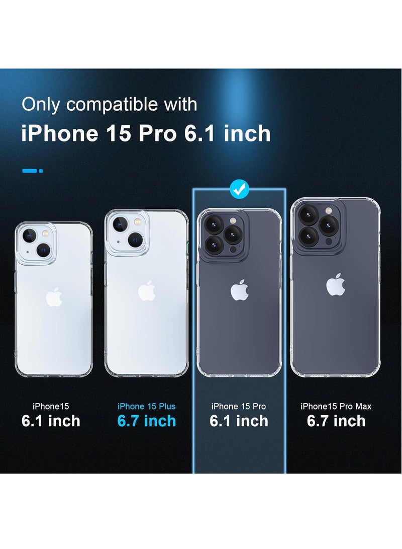 DUSALA [5 in 1 Designed for iPhone 15 Pro Clear Case with Screen Protector[2 Pack] +Camera Lens Protector[2 Pack], Military Grade Drop Protection Transparent Cover 6.1 Inch - Image 2