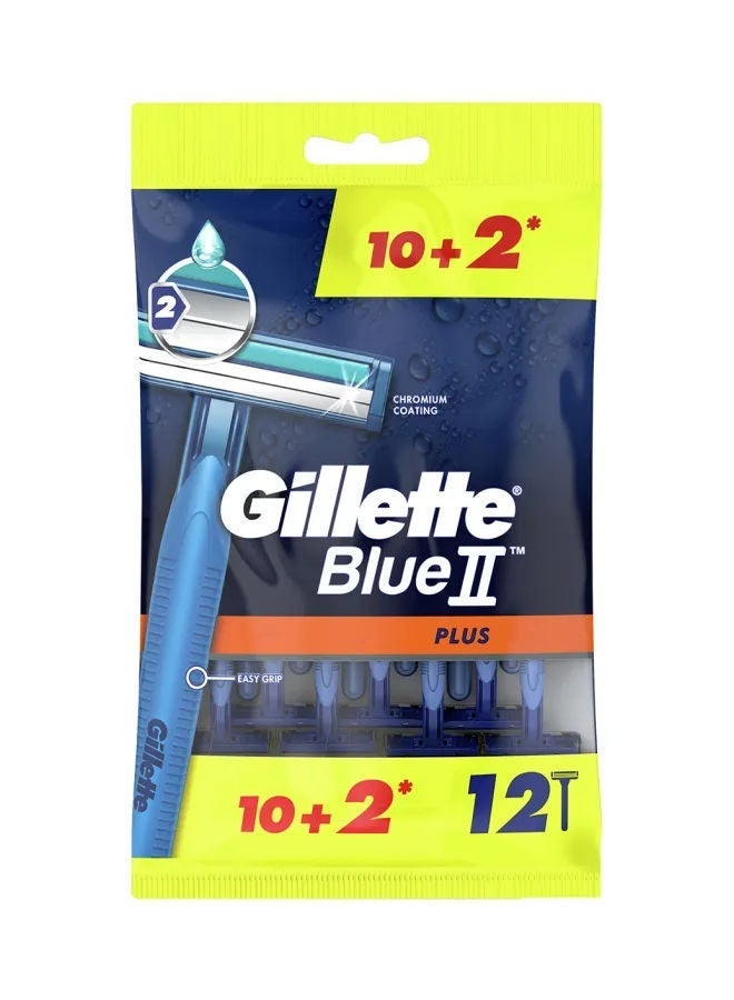 Gillette Blue2 Plus Disposable Razor, 12 Pcs, 12'S
