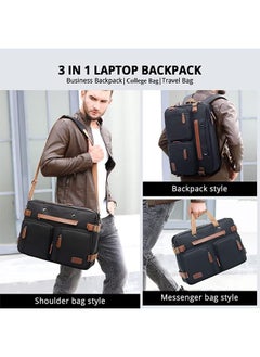 Arabest Laptop Bag Convertible Backpack Bussiness Office Briefcase Shoulder Bag Messenger Bag Computer and Tablet Carrying Case for Men and Women Work School Travel (Nylon Black)  - Image 3