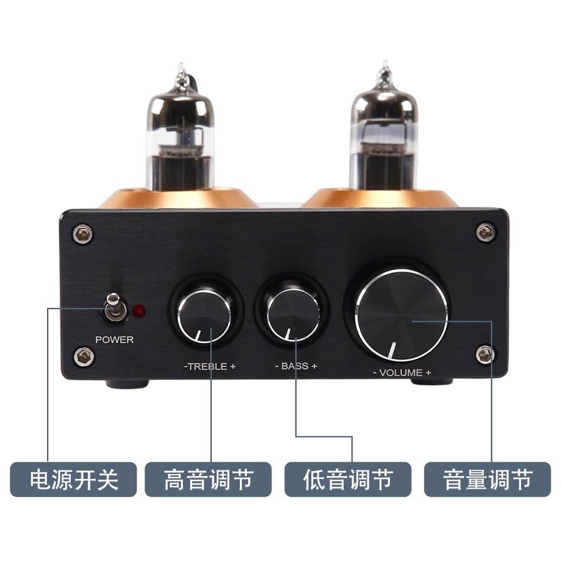 6J5 Tube Fever Hifi Amplifier Preamplifier Qcc3034 Bluetooth 5.1 Amplifier High And Low Tone Amplifier Front - Image 4
