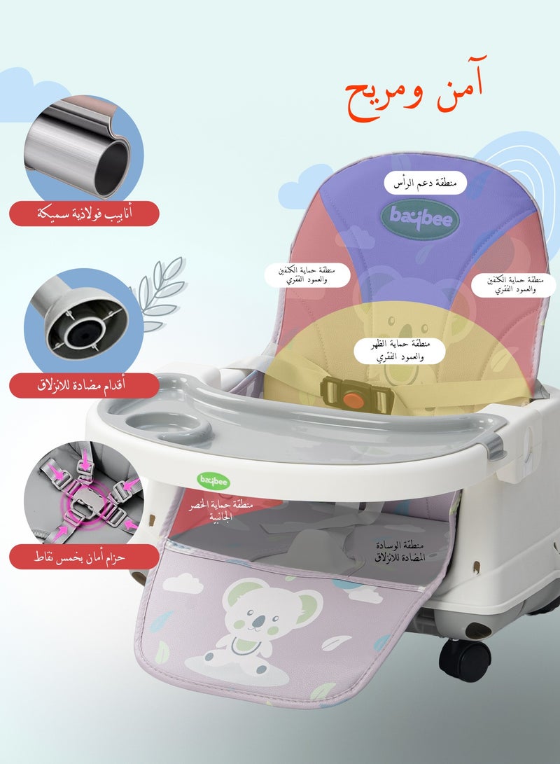 بيبي كرسي طعام مرتفع للأطفال 7 في 1 قابل للتحويل من Nuvella مع ارتفاع قابل للتعديل ومسند للقدمين وكرسي طعام للأطفال الصغار ومقعد معزز مع صينية طعام وعجلات وحزام أمان وكرسي طعام مرتفع للأطفال الصغار من عمر 6 أشهر إلى 4 سنوات باللون الرمادي - Image 5